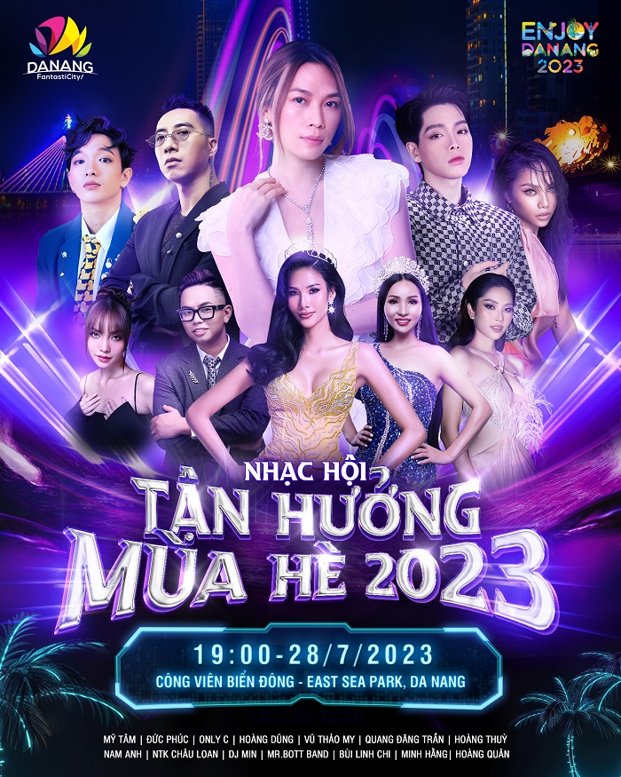 Đêm Nhạc hội Tận hưởng mùa hè Đà Nẵng 2023 quy tụ dàn sao đình đám được yêu thích bậc nhất của showbiz Việt